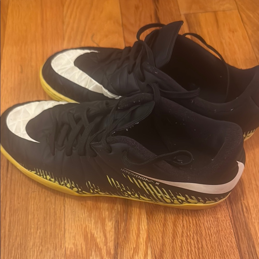 Nike Black and Yellow Indoor Soccer Shoes with Classic Design
